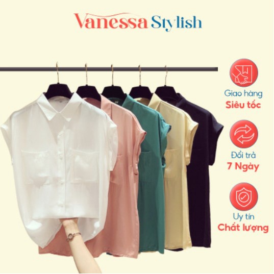 Áo sơ mi nữ tay ngắn kiểu dáng Hàn Quốc Vanessa Stylish chất liệu đũi tơ mềm mát form trẻ trung SMH.33