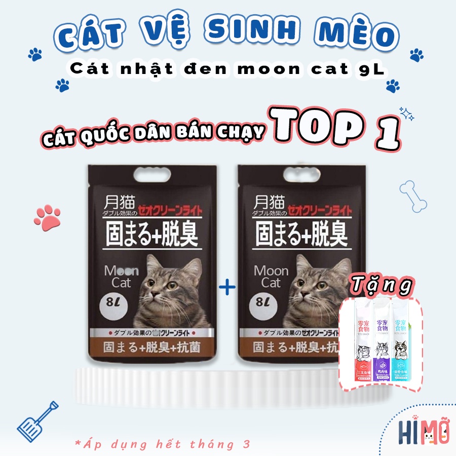 Cát vệ sinh cho mèo nhật đen moon cat bao 9L đủ mùi - Cát nhật đen chính hãng khử mùi và vón tốt