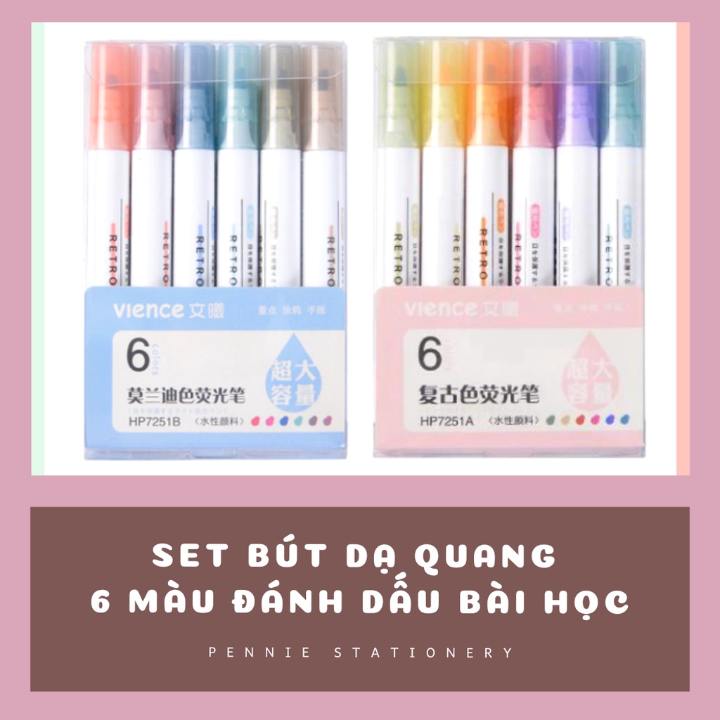 Bút dạ quang đánh dấu highlight ghi nhớ Pennie xinh xắn nhiều màu