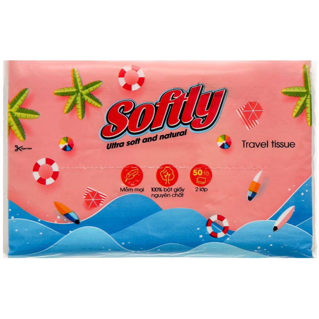 Khăn giấy du lịch Softly 2 lớp 50 tờ