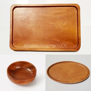 Bát, tô, dĩa, khay gỗ xà cừ đựng đồ ăn, decor, trang trí phong cách Hàn Quốc, đĩa gỗ đựng đồ ăn