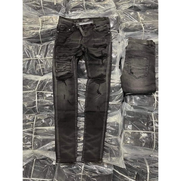 ⚡️ - Quần Bò Ami,ri - Jeans Ami,ri Chữ Thêu Kèm Was Rách - Dáng Biker- Hàng Loại 1 Chất Liệu Jean Cao Cấp
