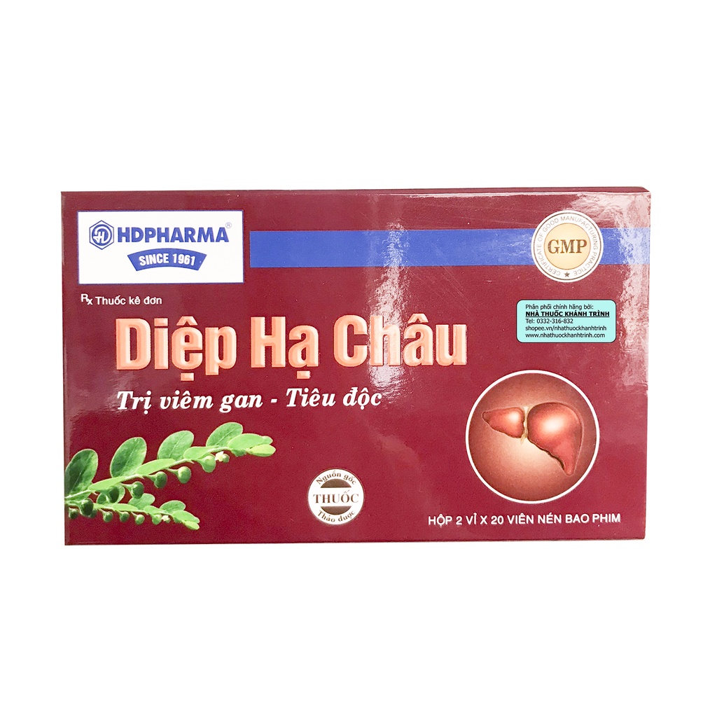 Diệp Hạ Châu HDPharma - viên uống thảo dược giải độc gan, hạ men gan hiệu quả - hộp 40 viên