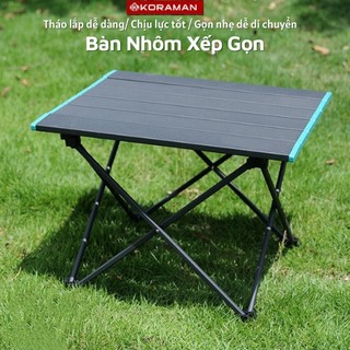Bàn nhôm gấp gọn du lịch picnic, bàn xếp gọn dã ngoại cắm trại nhỏ gọn chắc chắn Koraman