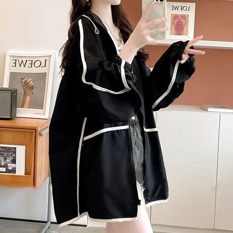 Áo Khoác Cardigan Mỏng Có Mũ Trùm Dáng Rộng Thoáng Khí Thời Trang Mùa Hè Hàng Mới Dành Cho Bạn Nữ