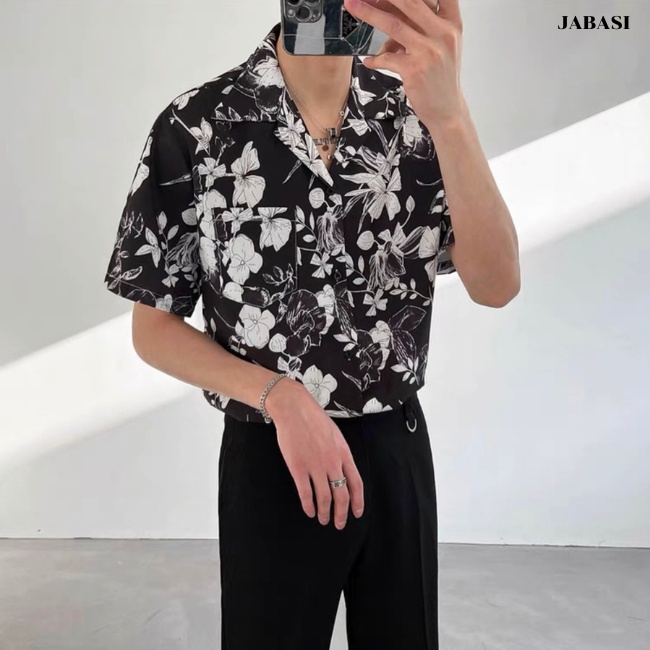 Sơ mi hoạ tiết diamo hoa lá JABASI mã 01 chất liệu cotton thoáng mát