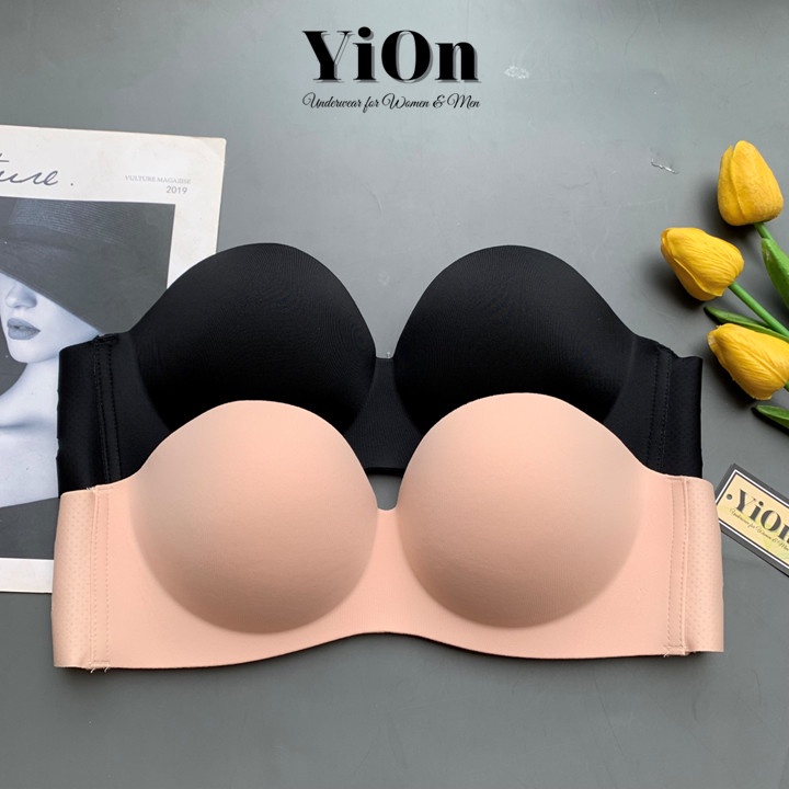 Áo cup ngang không dây viền cao su non chống tụt tuyệt đối YiOn Underwear AKD12-k70