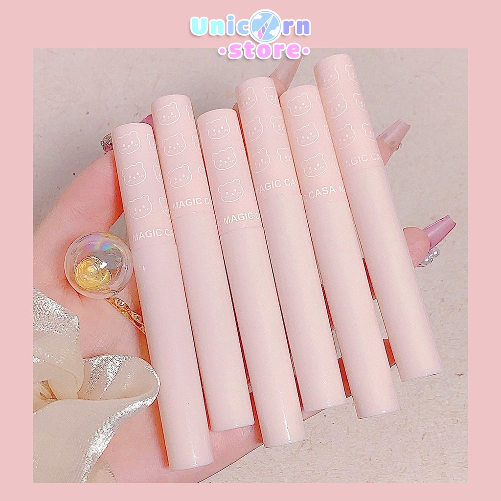 Set 6 Son Bóng Lì Gấu Hồng Magic Casa Bubbly Bear Watery Lip Glaze