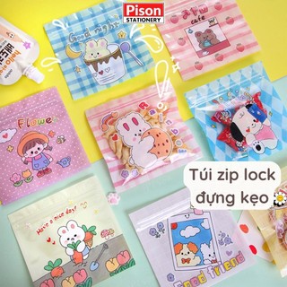 Set 5 túi zip lock Pison đựng đồ mini phụ kiện, bánh kẹo, trang sức, bao zip tự khoá chống nước cute