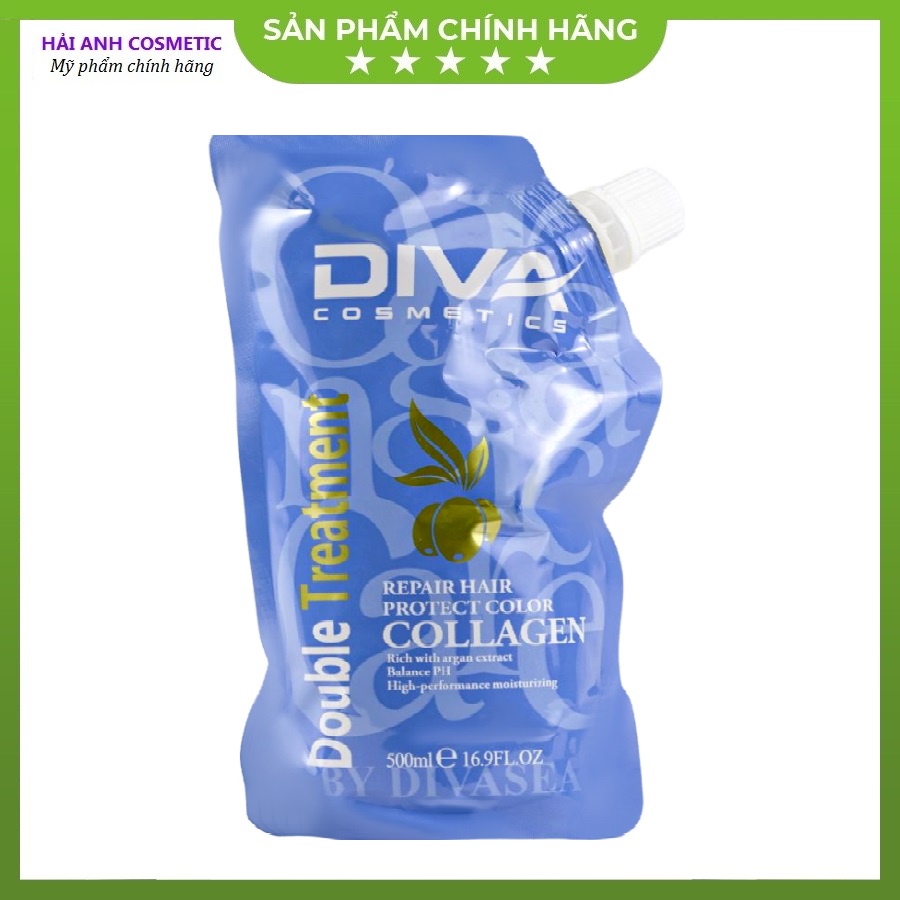 Kem ủ tóc, hấp tóc DIVA Collagen Protect Color giữ màu tóc phục hồi mềm mượt 500ml