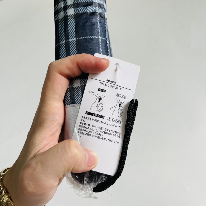 Ô/dù 2Hand Nhật kẻ xanh trắng