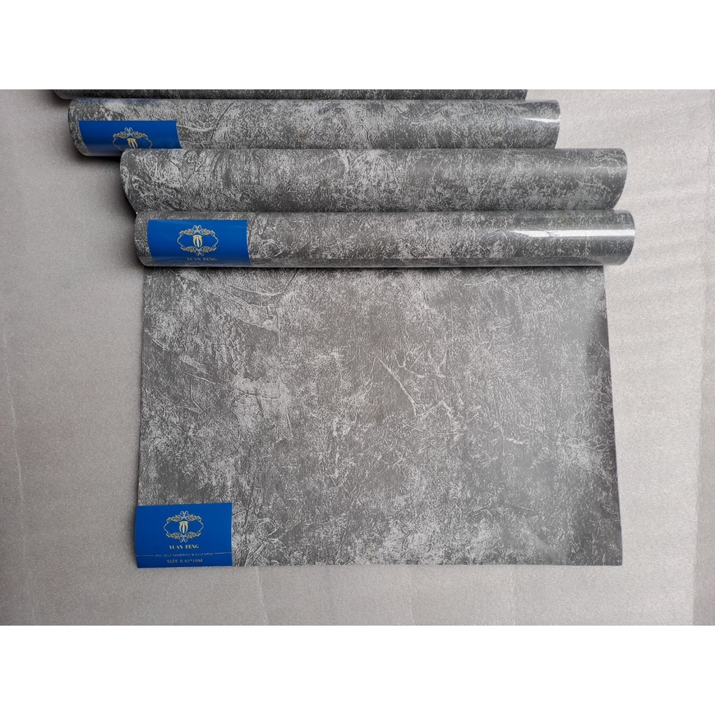 Giấy dán tường vân bê tông có keo sẵn bóc dán khổ 0.45x10m