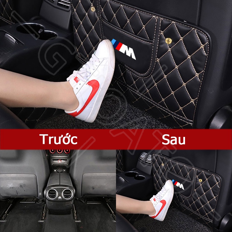 GTIOATO Cho BMW M Tấm Bảo Vệ Lưng Ghế Oto Da Bảo Vệ Lưng Ghế Tấm Ốp Lưng Ghế Ô Tô Bảo Vệ Chống Thấm Nước TúI Treo Đồ Sau Ghế Ô Tô Trang Trí NộI ThấT Ô Tô Cho BMW X4 E46 E90 F30 F10 1 X2 8 118I 320i M4 E60 218i X5 M3 318i X7 E39 7 E36 E30