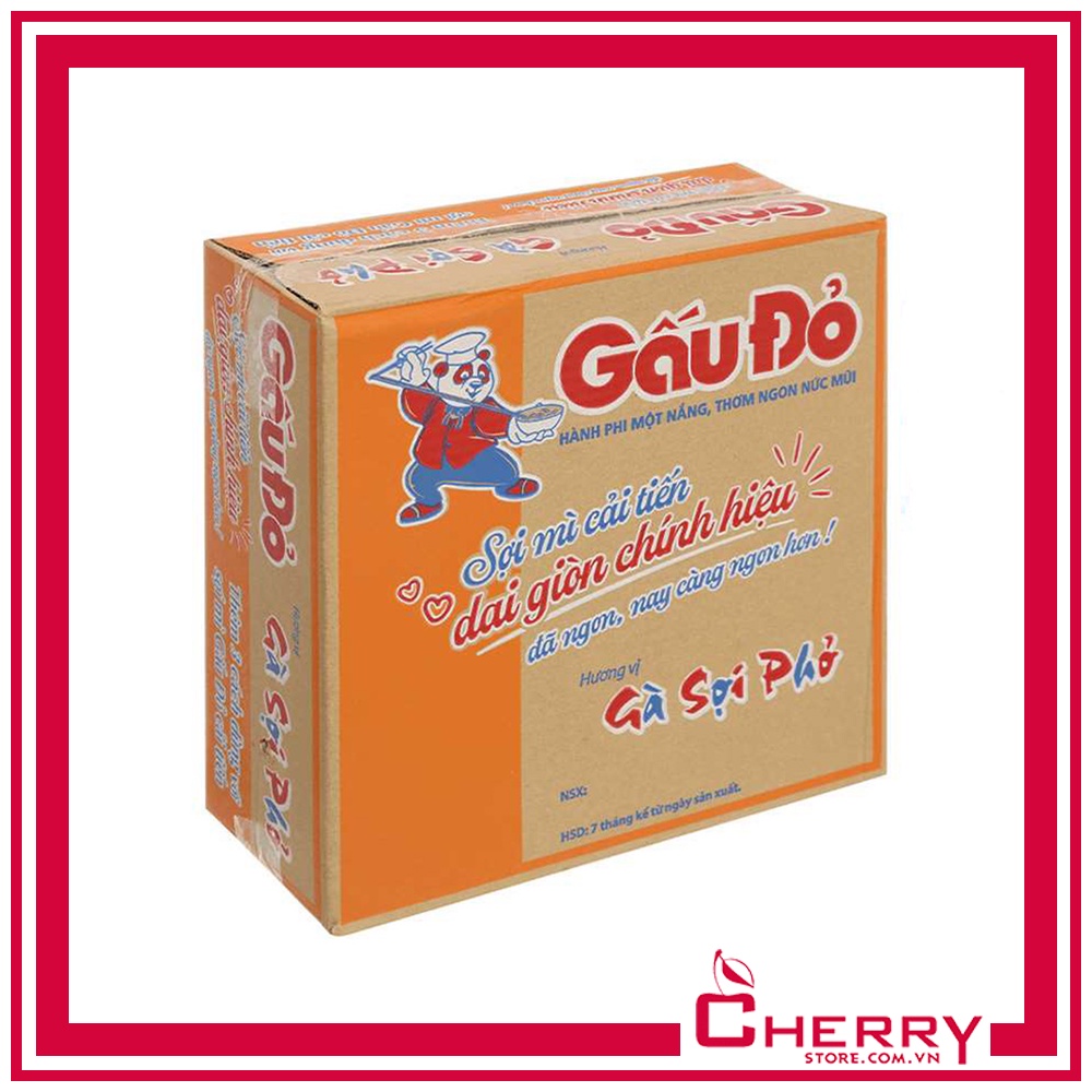 Thùng 30 gói mì gà sợi phở Gấu Đỏ 63g