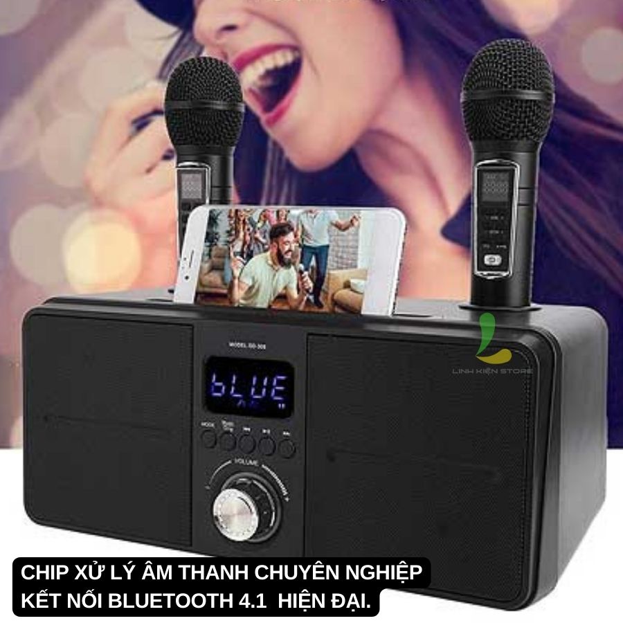 Loa Bluetooth Karaoke HOSAN SD309 làm từ nhựa ABS kèm micro không dây xịn hát karaoke liên tục 5 giờ