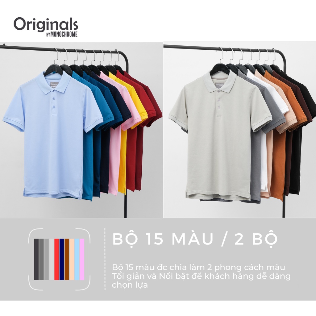Áo polo nam POLMAN cotton cá sấu Supima bộ 15 màu cao cấp mới nhất 2023  - MONOCHROME