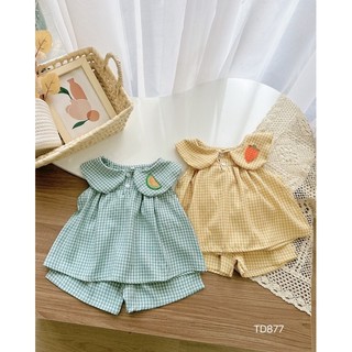 Set bộ đũi caro xinh xắn cho bé gái