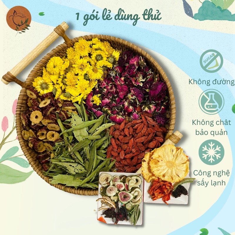 1 gói lẻ dùng thử trà thảo mộc từ hoa quả sấy lạnh giúp thanh lọc giải nhiệt cơ thể 100% Organic AN TEA