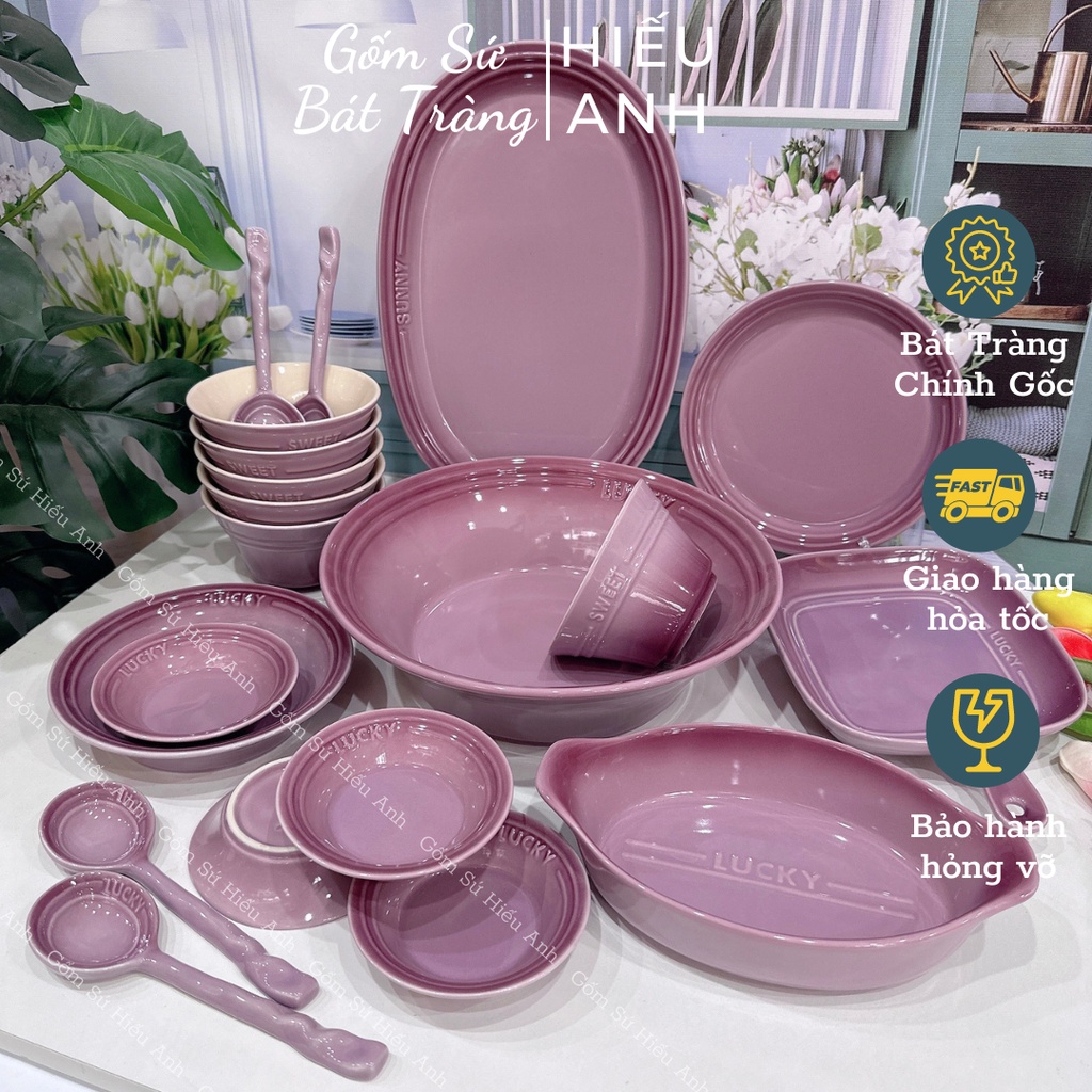 Bộ Bát Đĩa 7 Màu Sắc Phong Cách Hiện Đại, Chén Đĩa Sứ Cao Cấp Đẹp, Chất Men Mịn