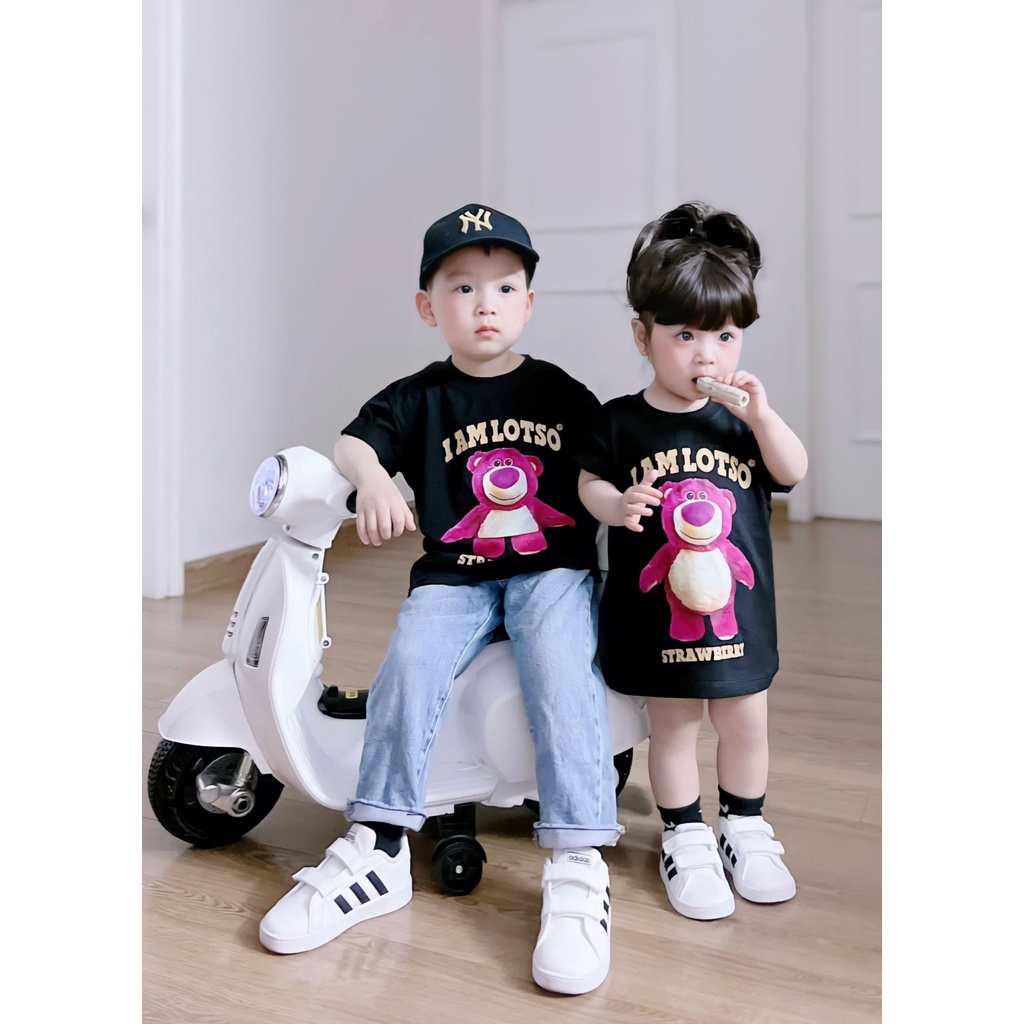 Áo thun Gấu HỒNG strawberry cho bé , áo phông trẻ em unisex , SAMKIDs