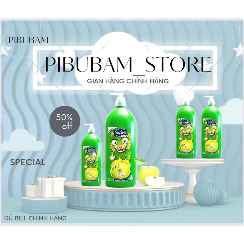 Sữa tắm gội 3 trong 1 Suave Kids của Mỹ hương trái cây chai 532ml