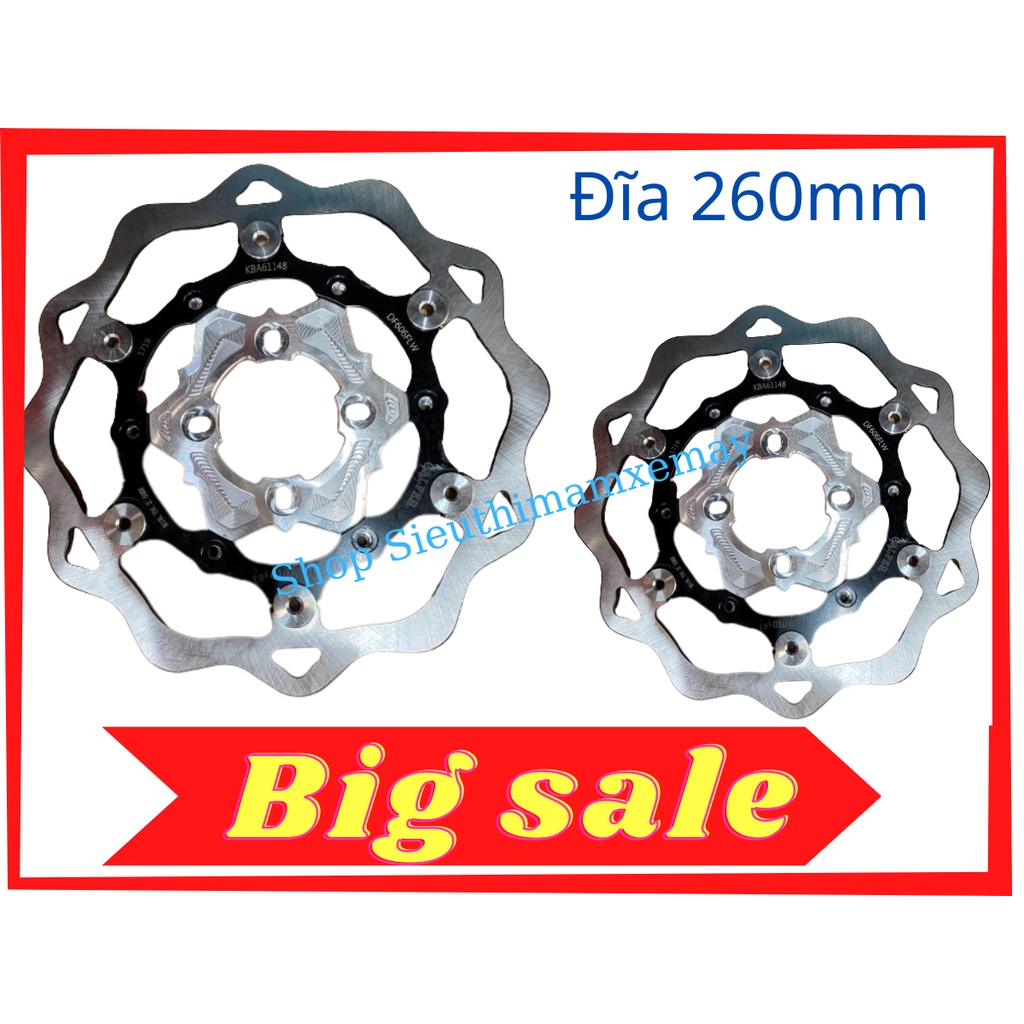 Đĩa thắng Gralfer 260mm kèm lòng đĩa 4 lỗ CNC dành cho Winner gắn mâm trước 4 lỗ ốc