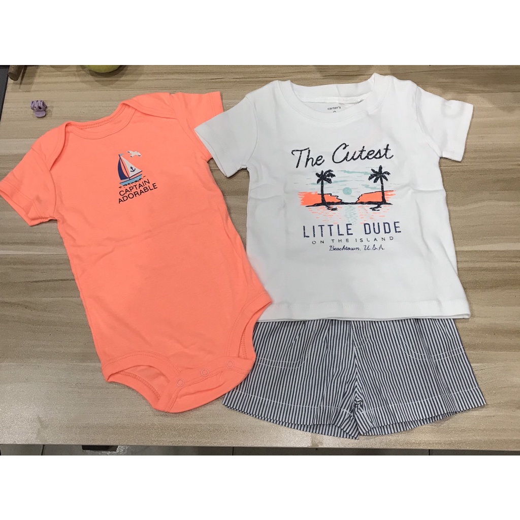 { SALE ĐẬM} Set 3 chi tiết carter chất vải mềm mại, nhẹ mát thấm hút mồ hôi cho bé từ 7-24m