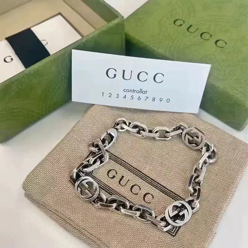 Vòng Tay Gucci Bạc s925 Phong Cách retro Nổi Tiếng Trực Tuyến Làm Quà Tặng Ngày Valentine Có Thể Giặt Và Không Phai Màu
