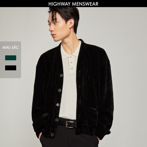 Áo khoác cardigan nhung gân mềm mịn dày dặn Highway (Menswear) Larry Nhung