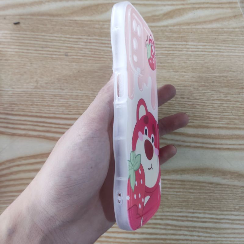 Ốp lưng Oppo A54 dẻo viền lượng sóng lưng in hình gấu dâu có bảo vệ camera