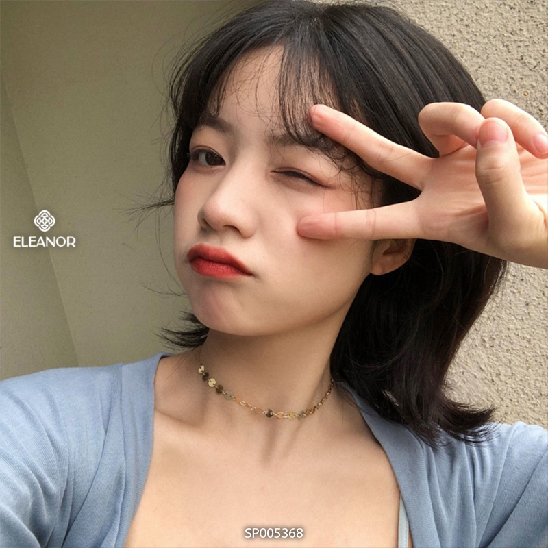 Dây chuyền nữ bạc 925 Eleanor Accessories choker thiết kế mặt tròn mắt xích phụ kiện trang sức 5368