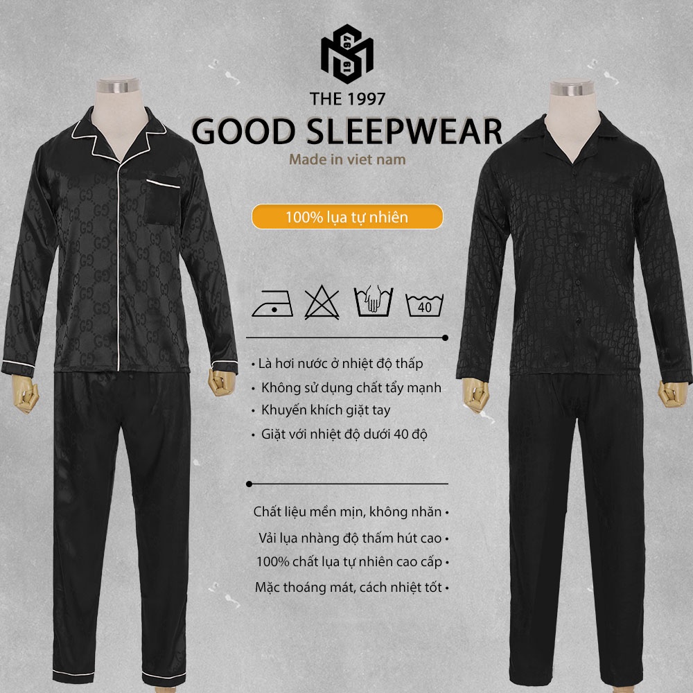 Bộ đồ ngủ pijama nam nữ THE 1997 MENSWEAR chất lụa cao cấp mềm mại thoáng mát hoa văn sắc nét GGD1