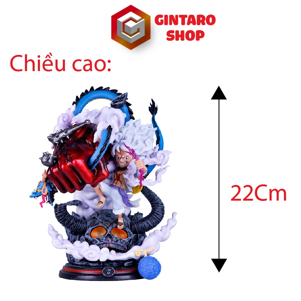 Mô hình One Piece Luffy Gear 5 phiên bản chiến đấu bóp Kaido cực ngầu và chi tiết, Mô hình Luffy Gear 5 cao 22Cm FullBox