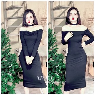 Đầm body tay dài choàng dây