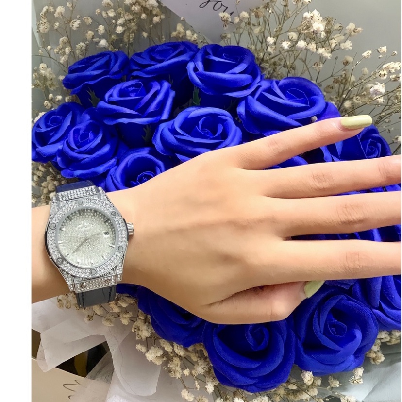 Đồng hồ thời trang nữ HB luxury mặt full đính đá cao cấp , dành cho phái đẹp