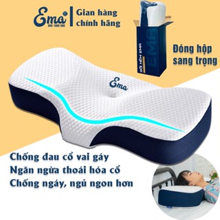 Gối nằm cao su non công thái học Ema cao cấp chống ngáy và đau mỏi vai gáy giúp ngủ nhanh ngủ ngon hơn cho người lớn