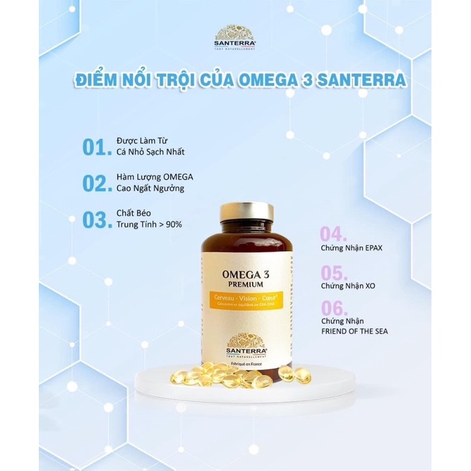 Viên Omega 3 Premium Santerra Pháp 200 viên