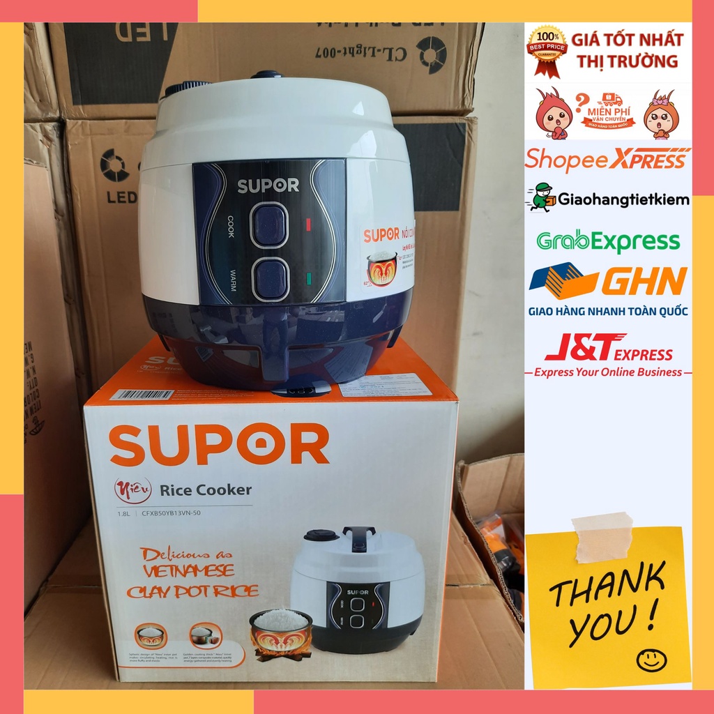 Nồi cơm điện SUPOR 1.8 lít - Hàng chính hãng - Thiết kế lòng niêu - Ngon như cơm niêu