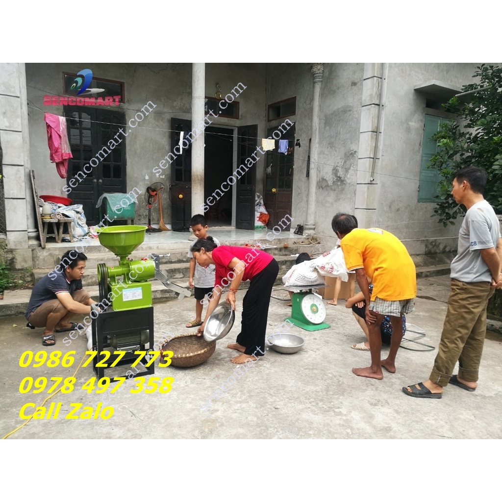 Kho tổng máy xát gạo mini đã bao gồm động cơ bảo hành 12 tháng