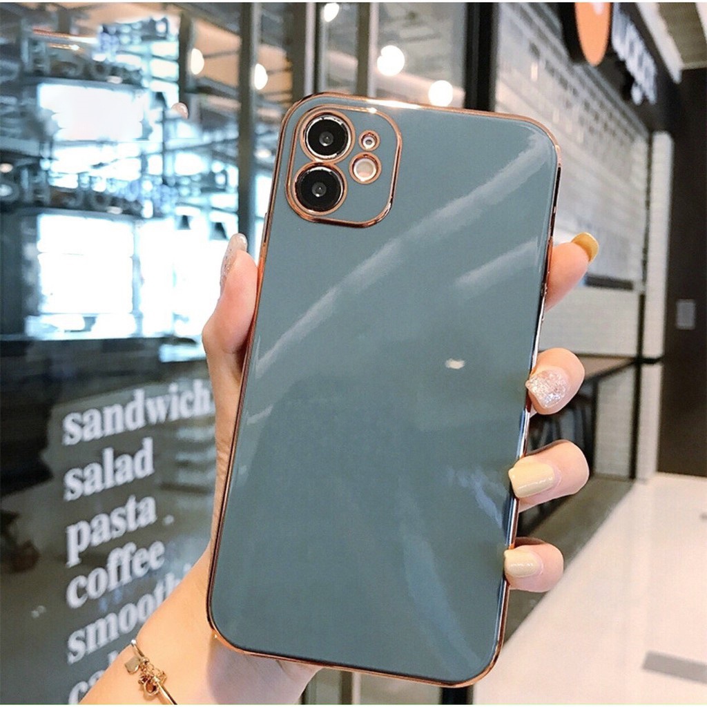 Ốp Lưng Vuông TPU Dẻo Mạ Viền Màu Nhiều Màu Macron Hàn Quốc [Ốp Độ] 7plus/8plus/x/xr/xs/11/12/13/14/pro/max/promax