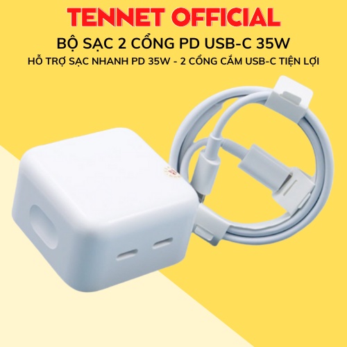 Bộ Sạc Nhanh PD 35W 2 Cổng USB - C (Bảo Hành 12 Tháng 1 Đổi 1)