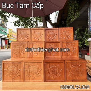 Bộ Tam cấp 20cm gỗ tự nhiên Đặt bàn thờ thần tài