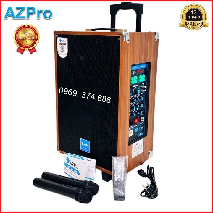 Loa kéo chính hang AZPRO, AZ- 12-A Mẫu mới mạch 10 núm chỉnh có Reverb,Bass 30 thùng gỗ cao cấp,tặng 2 mic