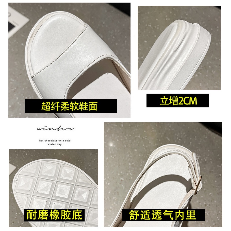 Xăng đan Đế Phẳng Dày Dặn Quai Ngang Màu Trơn Đa Năng Thoải Mái Thời Trang Cho Nữ