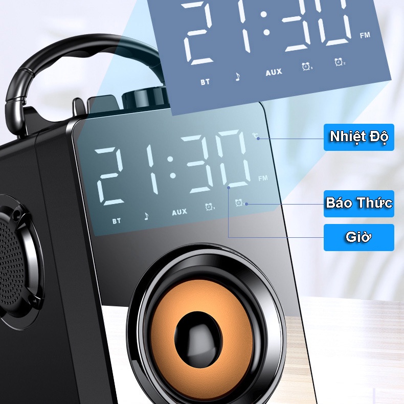 Loa Bluetooth Đồng Hồ H3,Loa Mini Không Dây Bass Cực Mạnh,Âm Thanh Vòm Tương Thích Điện Thoại,LapTop.Màn Hình Soi Gương