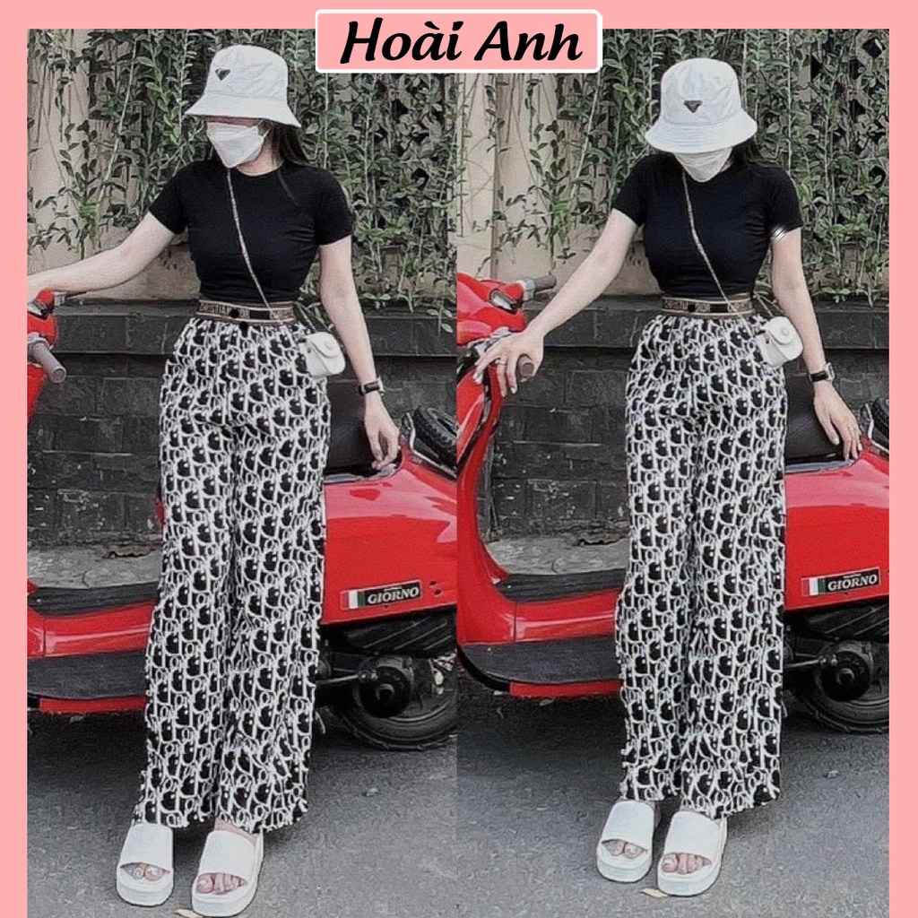 Set Bộ Đồ Nữ Áo Croptop Trơn Mix Quần Lụa Dior Ống Suông Rộng Cạp Bo Freesize