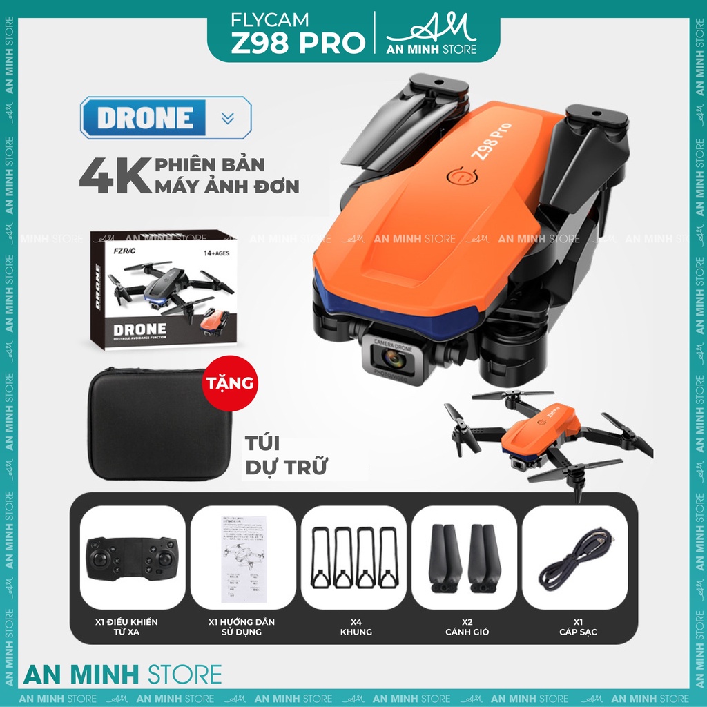 PIycam điều khiển từ xa Z98 - fIycam mini giá rẻ trang bị camera kép 4k, cảm biến chống va chạm trên không