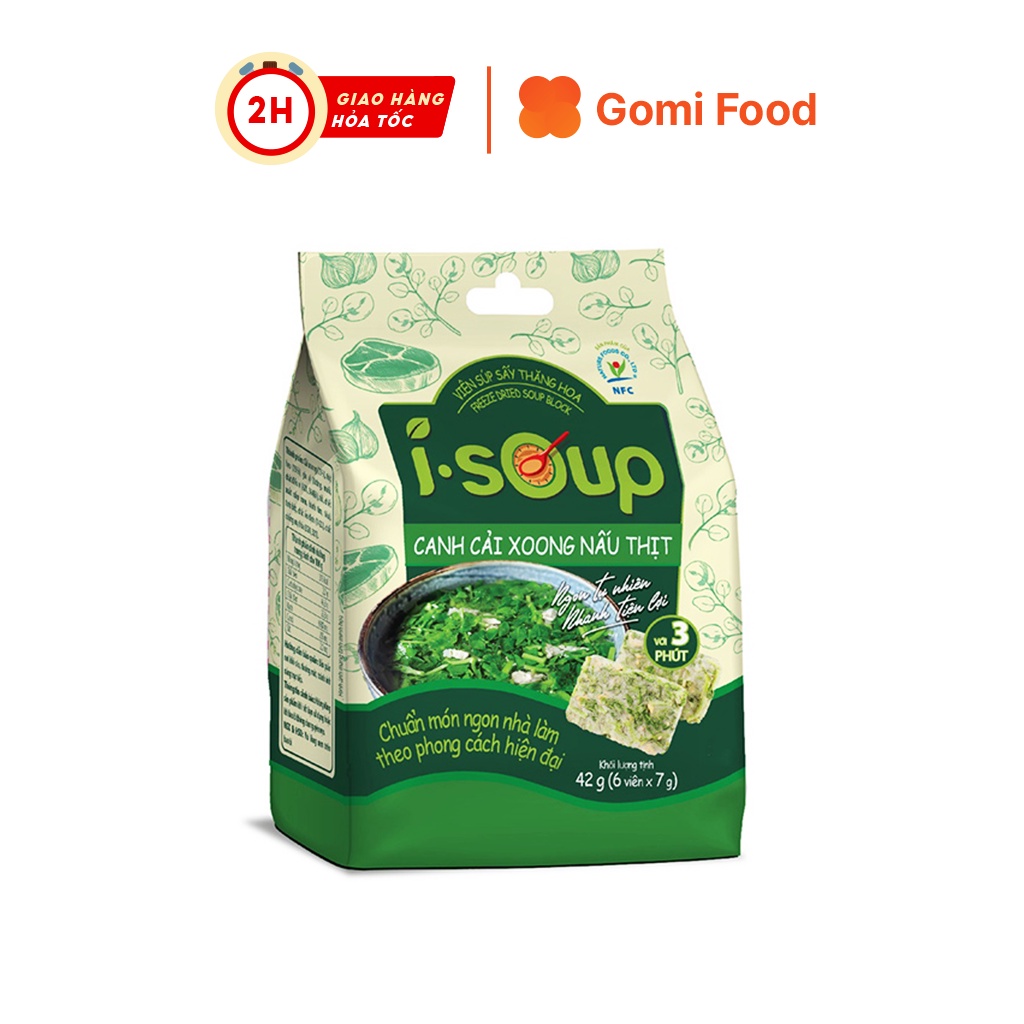 Canh cải xoong nấu thịt ăn liền I-SOUP 42g túi 06 viên Gomi Food