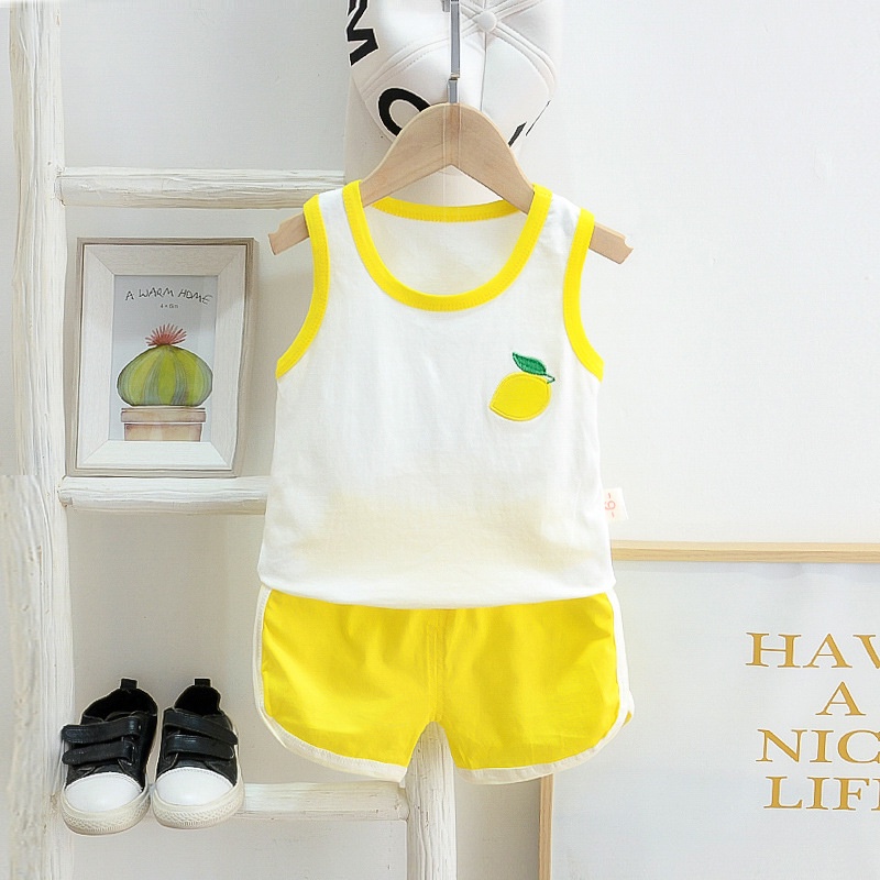 Bộ sát nách in hình hoa quả 5 màu cho bé trai bé gái