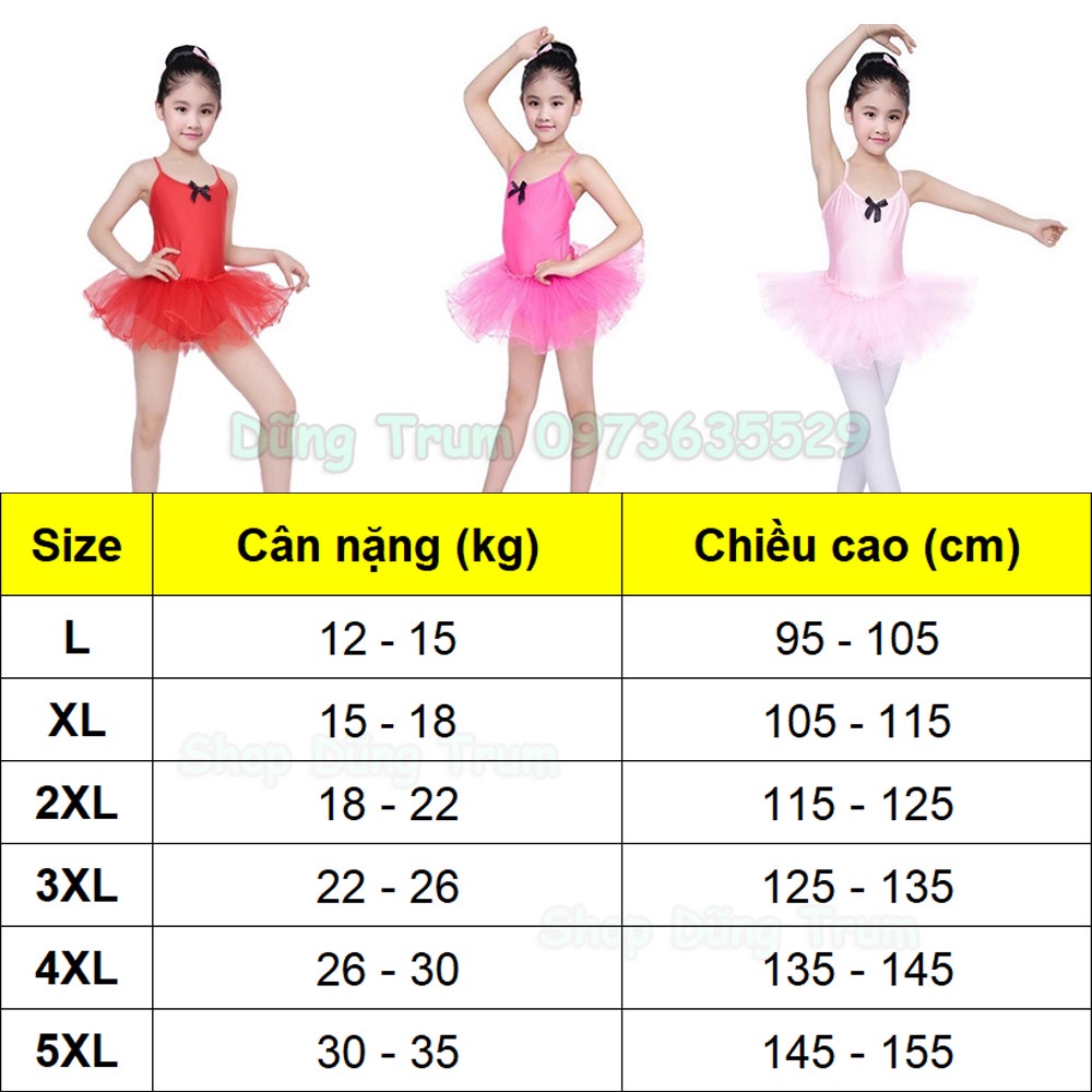 Váy múa bale co dãn 4 chiều và thấm hút mồ hôi cực tốt cho bé DT108